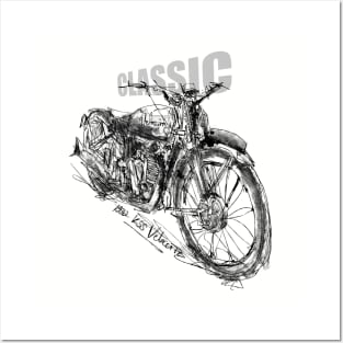 VINTAGE MOTORCYCLE 1932 KSS VEL SKETCH Posters and Art